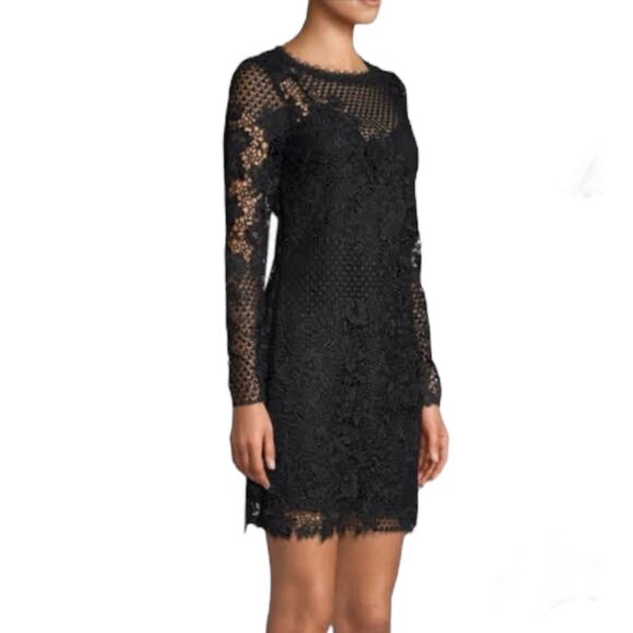 Joie Hemera Lace Yoke Long Sleeve Mini Dress Elegant Black Size 8 - Picture 1 of 11